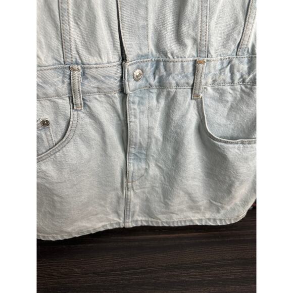 Zara Denim Dress light wash button front mini size med - Picture 4 of 10
